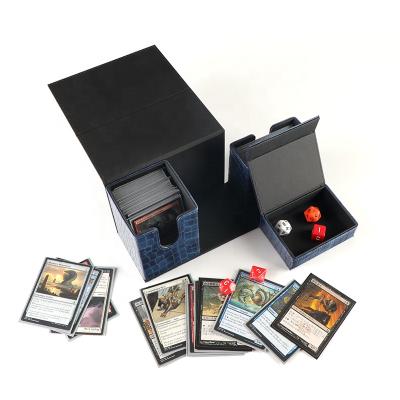 China Durable Leather Flip Storage Deck Box Home PU Box Board Game Card Storage Box for sale