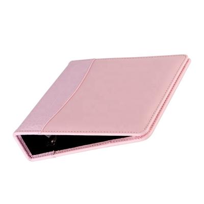 China Custom Office Stationery Size Two Holes Leather Durable PU Ring Binder Document File Folder for sale