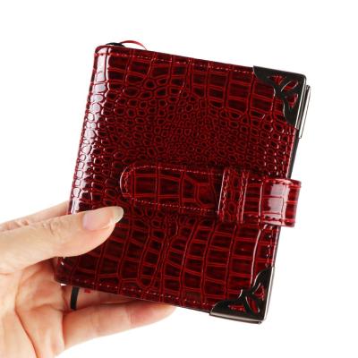 China Custom Leather Travel Fashion PU Cover Sticker Journal Mini Binder Photo Album Card Hard Holder for sale