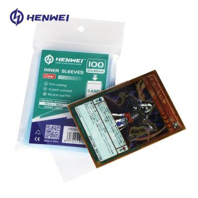 China Henwei High Quality Custom Board Game 60*88mm Plastic Card Inner Sleeves For YUGIOH for sale