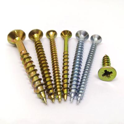 China DIN7505 Zinc Well Countersunk Head Yellow / White Anti - Corrosion Harden MDF Furniture Chipboard Screw for sale