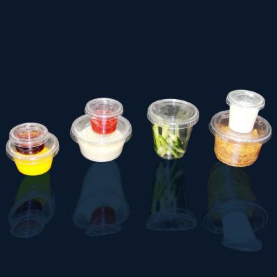 China 0.75oz PET&PP Leakproof Transparent Round Party Mug With Separate Flat Lid for sale