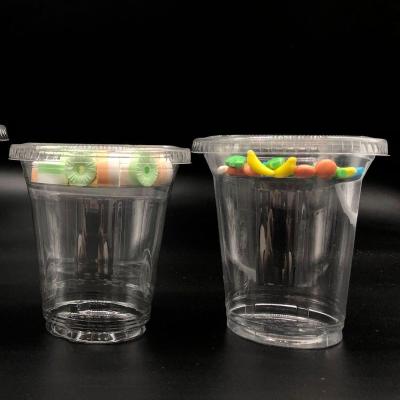 China Eco-friendly 400ml Plastic Spill Proof PET Customized Smoothie Jelly Cup With Lid for sale