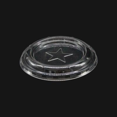 China Stocked 95mm Round PET Flat Lid With Star Logo For U Shape Ice Cream Cup for sale