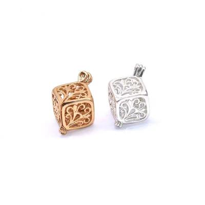 China New Custom Classic Open Pure Copper Hollowed Out Pendant Jewelry From Europe Square Magic Box for sale