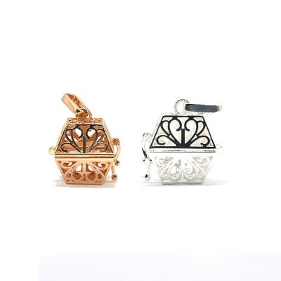 China China Metal Cavity Pure Copper Square Aromatherapy Pendant For Necklace for sale