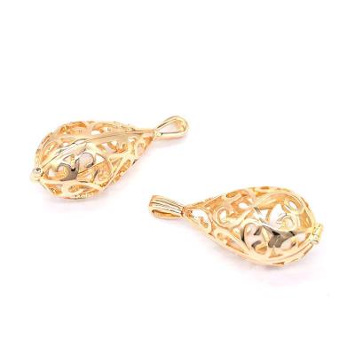 China New Cinnabar Romantic Metal Jewelry Hollow Box Pendants For Necklace Pendant Can Be Open Jewelry Pendant for sale