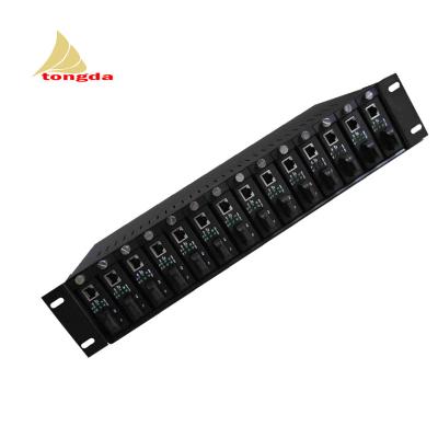 China 19 Inch 2U 16 Slots Fiber Media Converter Rack Mount Chassis 110x75x25 for sale