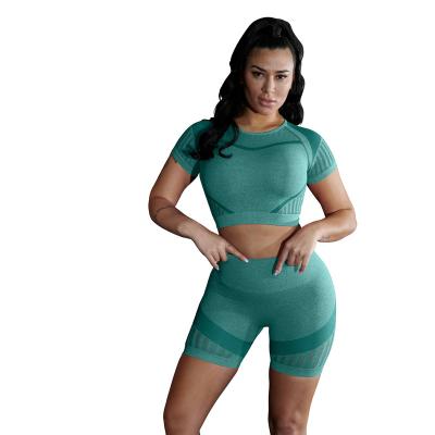 China Europe simple design gym fitness set fitness yoga wear suit seamless set slimming activewear for sale