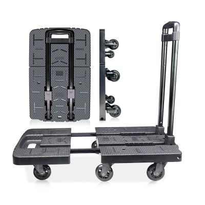 China Durable Portable Folding Hand Cart Light Duty Cart With Plastic Bottom For Shipping And Carrying Cargos 6 Wheels for sale