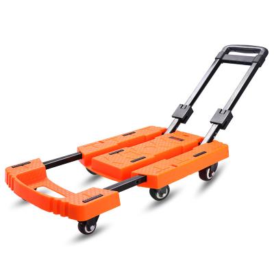 China Durable Factory Warehouse Trolley Platform Folding Folding Hand Push Trolleys and Carts for Warehouse Goods Moving for sale