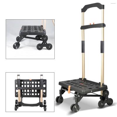 China Durable Portable Household 4 Wheel Folding Small Shopping Cart Expandable Foldable Non-Slip Platform Trolley for sale