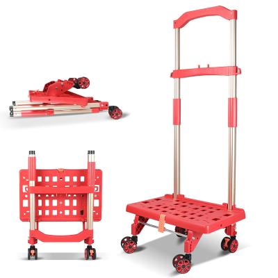 China Durable Direct Black Color Hand Trolley Cart Maker Platform Handtruck Plastic Hand Carts for sale