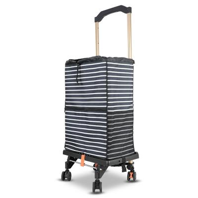 China Durable Custom Wholesale Household Portable Shopping Trolley With Wheels Trolley Supermarket Grocery Trolley Trolley By 4 Bag Foldable for sale