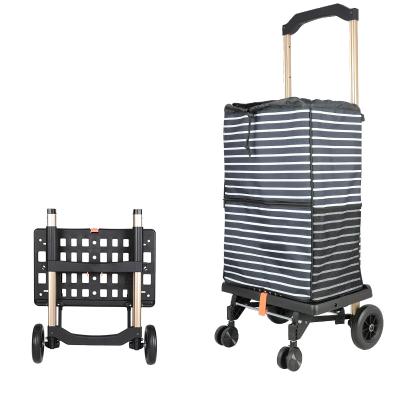 China Factory Price Durable Portable Handbag Supermarket Foldable Pull Rod Trolley Cart Shopping Bag With Wheels for sale