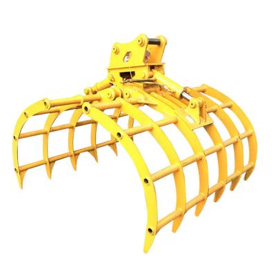 China Farms 360 Rotation Grab Excavator Attachments Hydraulic Grass Grapple For Farm for sale