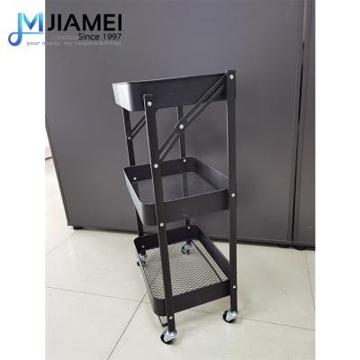 China JIAMEI Modern Universal Folding Storage Cart Metal Basket Trolley Trolley for sale