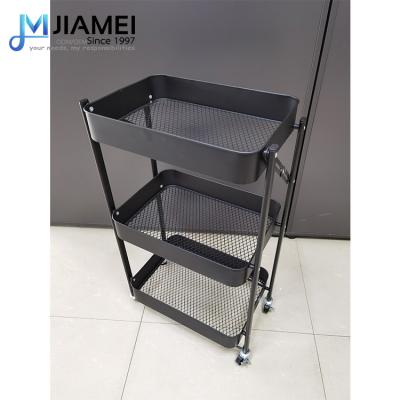 China JIAMEI Modern Universal Folding Storage Cart Metal Basket Trolley Trolley for sale