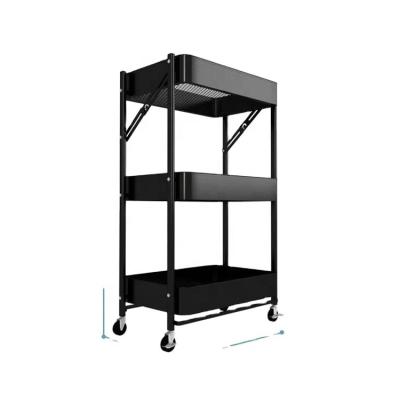 China JIAMEI Modern Universal Folding Storage Cart Metal Basket Trolley Trolley for sale