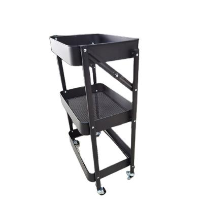 China JIAMEI Modern Universal Black Foldable Storage Cart Metal Basket Trolley Trolley for sale