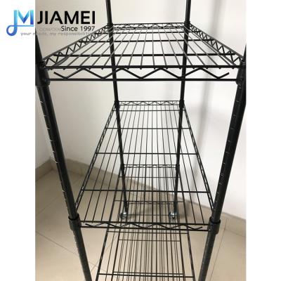 China JIAMEI NSF 5tier Wire Storage Shelving Rack Support Metal Wire Shelving Leveling Feet Shelving for sale