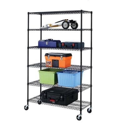 China JIAMEI AmazonBasics 6-Shelf Sustainable Adjustable Heavy Duty Storage Wire Shelving Unit (Powder Coated) With Wheels for sale