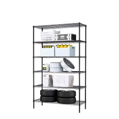 China JIAMEI NSF 6 Shelf Viable Storage Unit Metal Black Wire Rack Shelving Organizer For Your Garage for sale