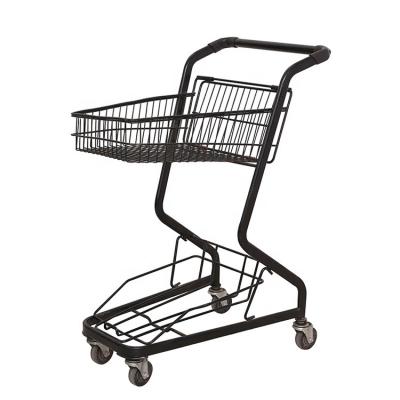 China JIAMEI Unveiling Double Tier Shopping Cart with 4 Wheels for sale