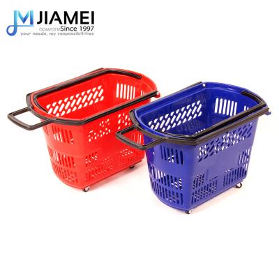 China Supermarket Plastic Shopping Cart / Store JIAMEI Supermarket With Wheels for sale