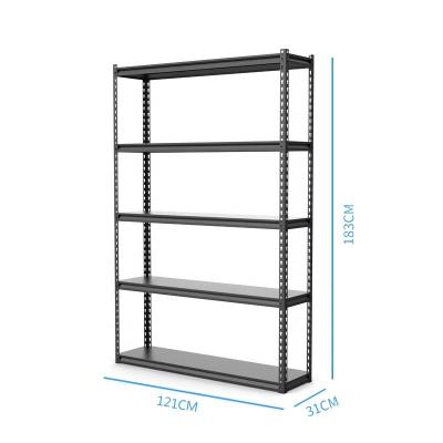 China Corrosion Protection JIAMEI 5-Tier Black Steel Pallet Rack Angled Metal Shelving Boltless Rack for sale