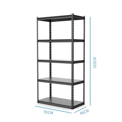 China Corrosion Protection JIAMEI 5-Tier Black Shelving Boltless Metal Shelving Steel Storage Shelving for sale