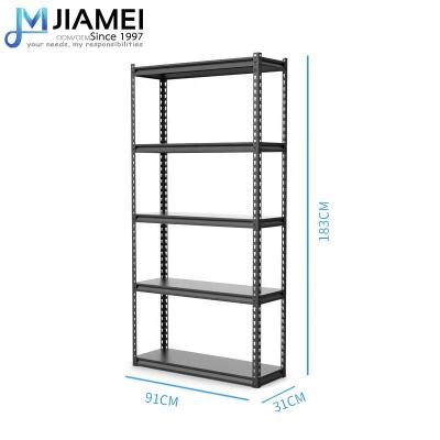 China Corrosion Protection JIAMEI 5-Tier Angled Black Rack Boltless Shelving Warehouse Storage Shelving for sale