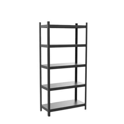 China JIAMEI 5-Tier Corrosion Protection Black Angle Iron Racks Shelving Metal Storage With Hole Inside Shelf for sale