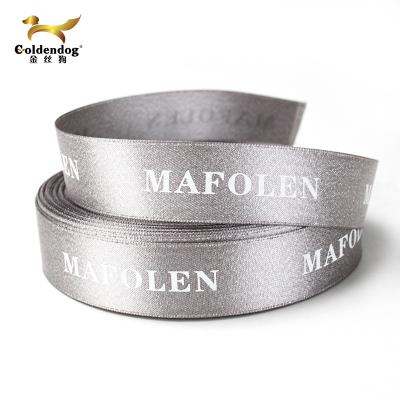 China Hot Custom Printed Design Mesh Satin Ribbon Printed White Logo Printed Ribbon for sale