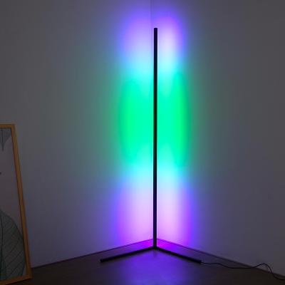 China Nodic Dropshipping Modern Bedroom Modern Remote Control Vertical Color Changing Minimal RGB Led Corner Floor Lamp for sale