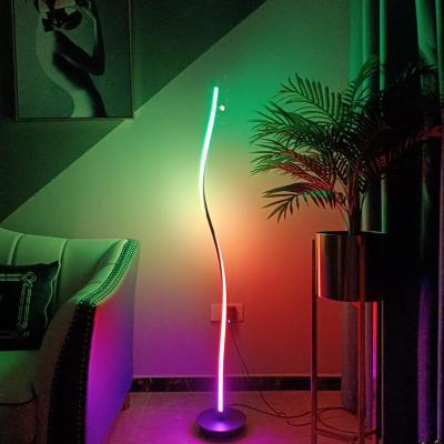 China Modern Colorful Led Modern Simple RGB Floor Standing Living Room Lamp Minimalist Twisted Luxury Floor Lamp for sale