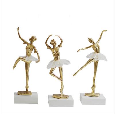 China Nordic Style Metal Copper Art Living Room Exhibition Hall Ballet Dancer Decoration for sale