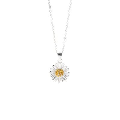 China New s925 CLASSIC small Daisy Penant Necklace simple silver plated for women jewelry for sale