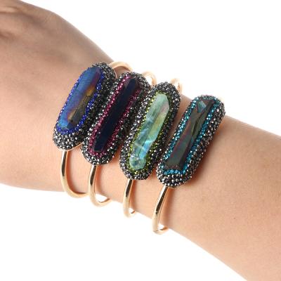 China Trendy New Design Natural Agate Bracelet Women's Fashion Crystal Open Bracelet for sale