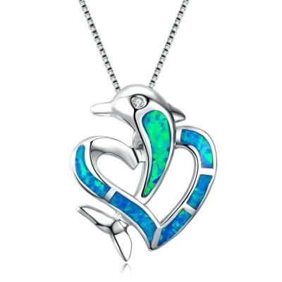 China FASHIONABLE Hot Selling Heart Necklace Opal Stone Dolphins Necklace Women Jewelry Pendant Necklace for sale