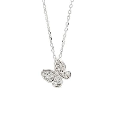 China Wholesale Charm 925 Sterling Silver Choker Crystal Butterfly Pendant Necklace Silver For Women Wedding Gift for sale