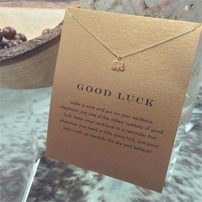 China New Sweater Chain Necklace Jewelry 14K Alloy Letter Card High Quality Gold Plated Elephant Pattern Pendant Necklace for sale