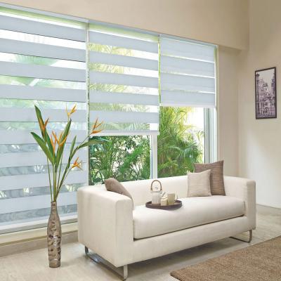 China Double Layer Blinds Full Blackout Window Curtain Zebra Blind for Contemporary Design Style for sale