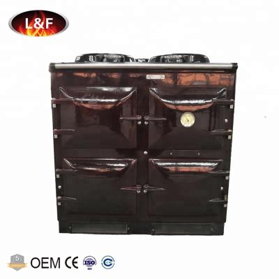 China Large Cooker Brown Indoor Cast Iron Enamel Wood Stove With Oven for sale