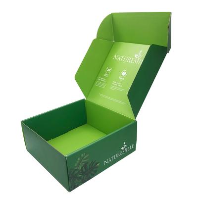 China 2021 Hot Sale Custom Logo Box Recyclable Green Cosmetics Cardboard Cartons Shipping Mailer Shipping Skin Care Corrugated Paper Packaging Box for sale