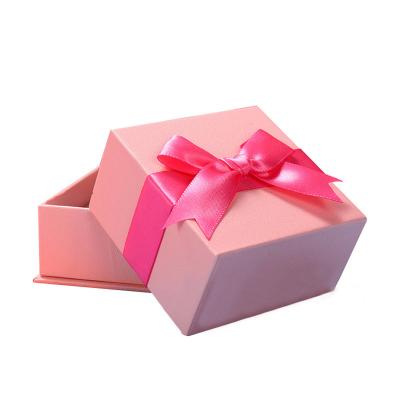 China 2022 New Recyclable Ring Small Wedding Gift Paper Box Bow Jewelry Packaging Organizer Storage Gift Box Necklace Earrings for sale