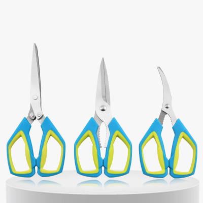 China Universal Cutting 3 In 1 Vegetable Scissors Set 5 Stainless Steel Blade Scissors For Kitchen for sale