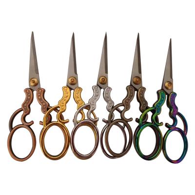 China Embroidery Gold Color Vintage Scissors Precision Industrial Sewing Sharp Mini Embroidery Scissors for sale