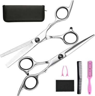 China Thinning Scissors Hair Cutting Thinning Scissors Clip Barber Sharp Hair Dressing Scissors Professional Kit Haircut Accessories in Leather Case for sale