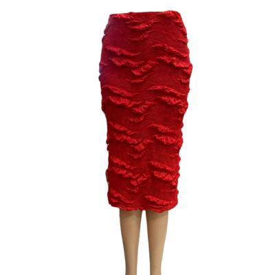 China Excellent Elasticity Soft Colorful Premium Knit Material Pencil Long Plus Size Casual Midi Skirts For Women for sale